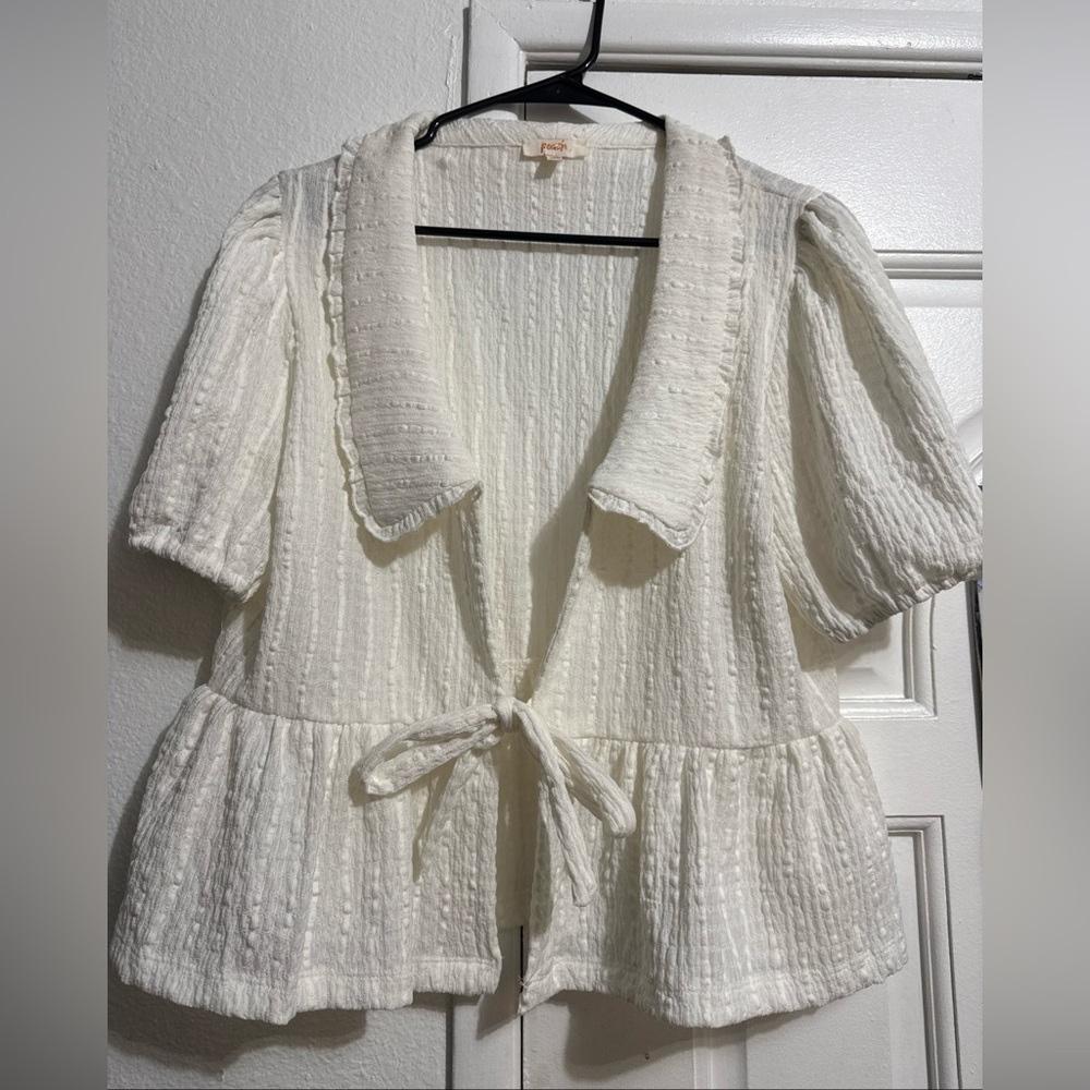 Chic Ivory Textured Women's Blouse